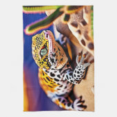 Schattigee Leopard Gecko Sunset Desert Design Theedoek (Verticaal)