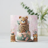 SCHATTIGEE LEOPARD KIDS VERJAARDAGSTAART KAART (Staand voorkant)