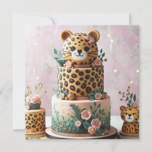 SCHATTIGEE LEOPARD KIDS VERJAARDAGSTAART KAART