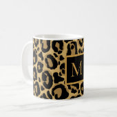 Schattigee Leopard Pattern Monogram Koffie Mok (Voorkant links)