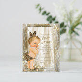 Schattigee Leopard Pearl Baby Meisje Douche Kaart (Staand voorkant)