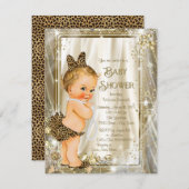 Schattigee Leopard Pearl Baby Meisje Douche Kaart (Voorkant / Achterkant)
