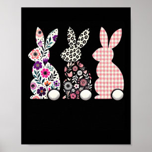 Schattigee Leopard Plaid Bloem Bloemen Happy Easte Poster