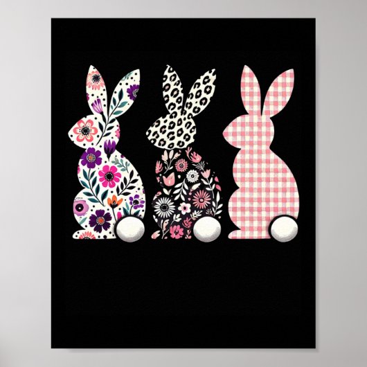 Schattigee Leopard Plaid Bloem Bloemen Happy Easte Poster (Voorkant)