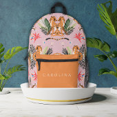 Schattigee Leopards Custom Name terug naar school Bedrukte Rugzak