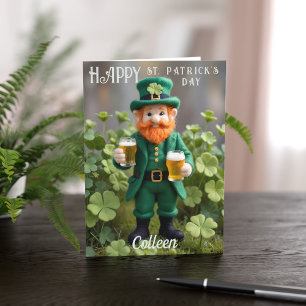 Schattigee Leprechaun Beer St Patrick's Day Kaart