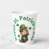 Schattigee Leprechaun Cat Happy St. Patrick's Day Papieren Bekers (Voorkant)