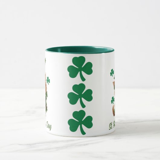 Schattigee Leprechaun Cat Mok - Happy St. Patrick' (Midden)