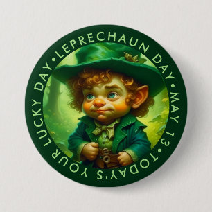 Schattigee Leprechaun Dag, geluksdag Ronde Button 7,6 Cm