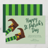 Schattigee Leprechaun Legs Green Happy St. Patrick Feestdagenkaart (Voorkant / Achterkant)