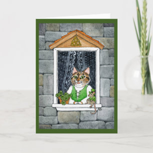 Schattigee Leprechaun Muis, Kat, St Paddy's Day, L Feestdagen Kaart