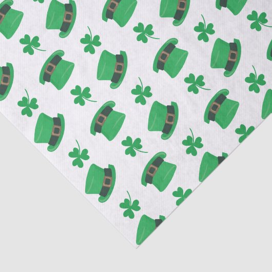 Schattigee Leprechaun petten en shamrocks patroon Tissuepapier (Detail)