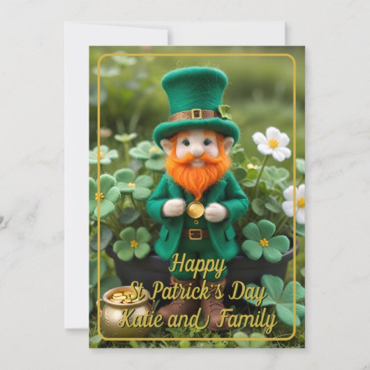 Schattigee Leprechaun Pot O' Gold St Patrick's Day Feestdagenkaart (Voorkant)
