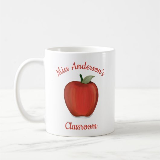 Schattigee leraar Red Apple gepersonaliseerd Koffiemok (Links)