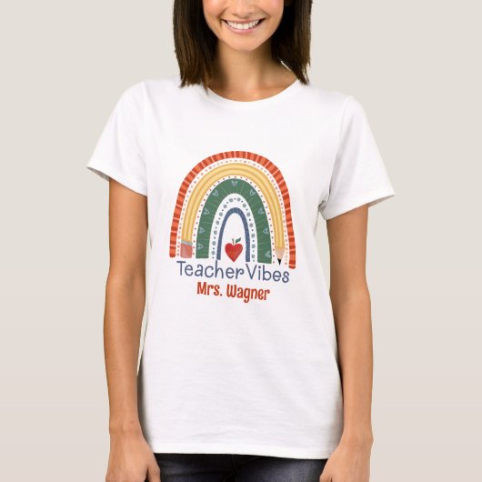 Schattigee leraar vibes regenboog gepersonaliseerd t-shirt (Voorkant)