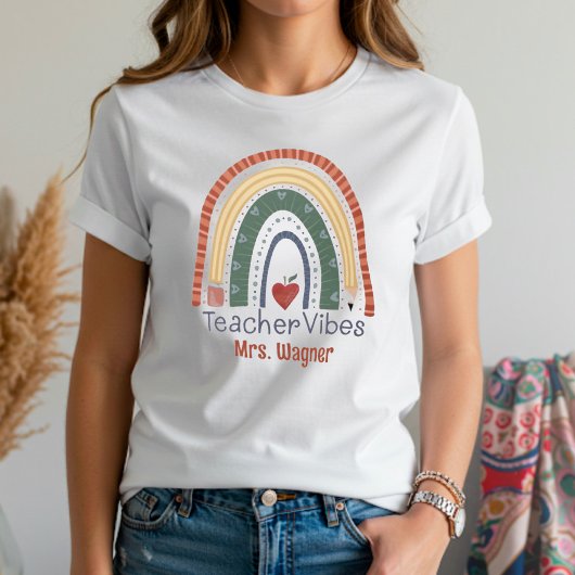 Schattigee leraar vibes regenboog gepersonaliseerd t-shirt