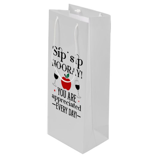 Schattigee Leraar waardering woord kunst Wijn Cadeautas (Voorkant Gekanteld)