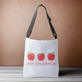 Schattigee lerarenappels gepersonaliseerd crossbody tas