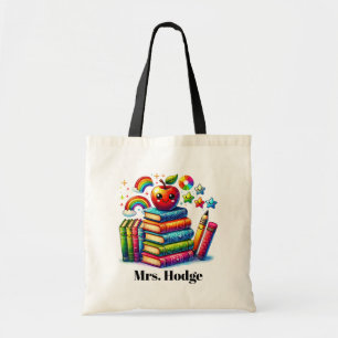 Schattigee Lerarenboeken Apple naam toevoegen Tote Bag