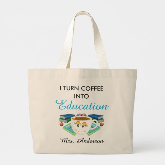 Schattigee lerarenkoffie in het onderwijs grote tote bag (Achterkant)
