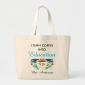 Schattigee lerarenkoffie in het onderwijs grote tote bag (Voorkant)