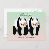 Schattigee lesbische panda's dank je briefkaart (Voorkant / Achterkant)