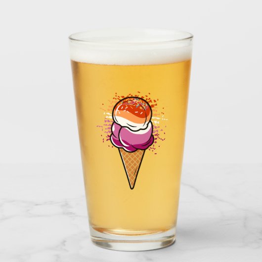 Schattigee Lesbische Sapphic LGBT Pride Flag Ice C Glas (Voorkant gevuld)