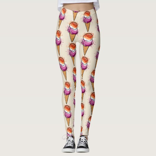 Schattigee Lesbische Sapphic LGBT Pride Flag Ice C Leggings (Voorkant)