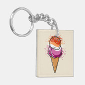 Schattigee Lesbische Sapphic LGBT Pride Flag Ice C Sleutelhanger (Voorkant Links)