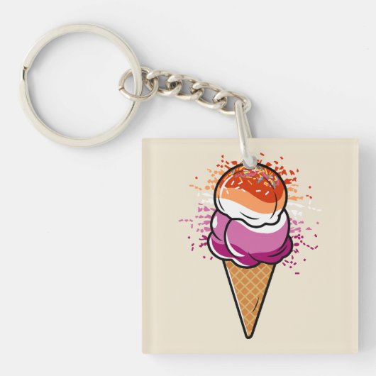 Schattigee Lesbische Sapphic LGBT Pride Flag Ice C Sleutelhanger (Voorkant)