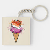 Schattigee Lesbische Sapphic LGBT Pride Flag Ice C Sleutelhanger (Achterkant)