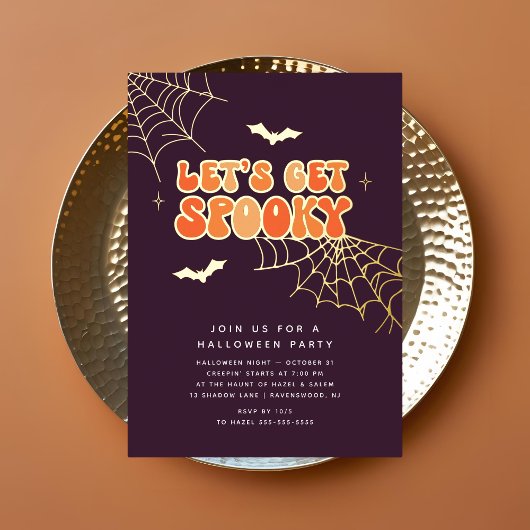 Schattigee "Lets Get Spooky" Retro Halloween Party Folie Uitnodiging