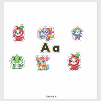 Schattigee letter A thema Stickers – Leuke & kleur