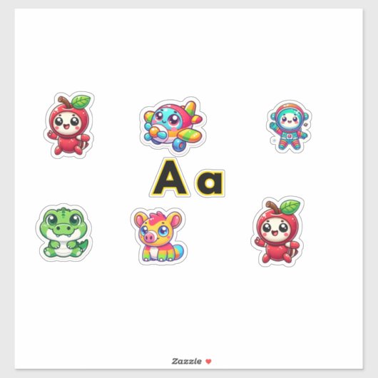 Schattigee letter A thema Stickers – Leuke & kleur (Vel)