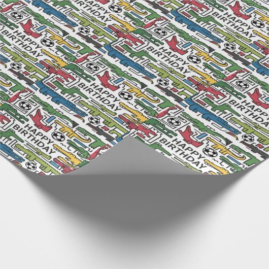 Schattigee leuke alligators spelen voetbalverjaard cadeaupapier (Hoek)