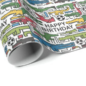 Schattigee leuke alligators spelen voetbalverjaard cadeaupapier (Rol Hoek)