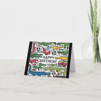 Schattigee leuke alligators spelen voetbalverjaard kaart