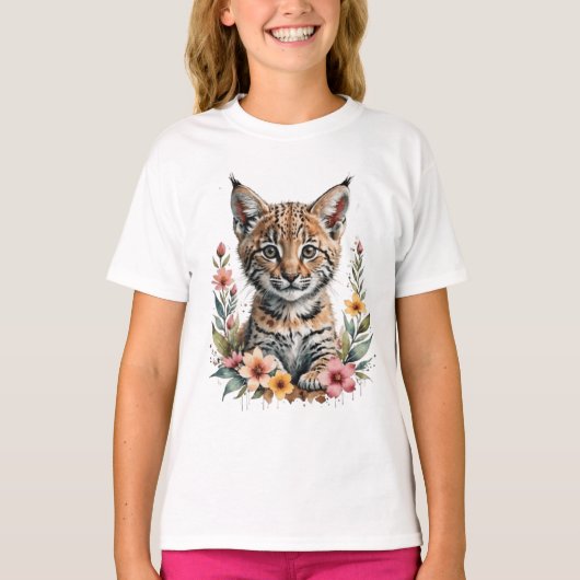 Schattigee leuke bobcat welp t-shirt (Voorkant)