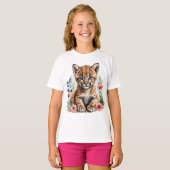 Schattigee leuke bobcat welp t-shirt (Voorkant volledig)