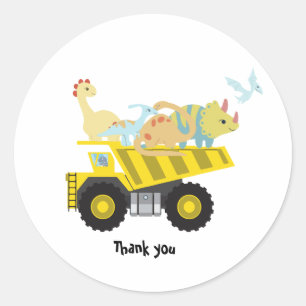 Schattigee leuke dinosaurus tractortruck school Ve Ronde Sticker