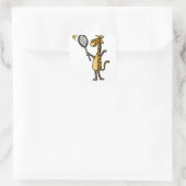 Schattigee Leuke Giraffe Spelen Tennis Cartoon Vierkante Sticker (Tas)