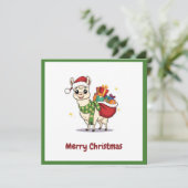Schattigee Leuke Grappige Winter Alpaca Sinterklaa Feestdagenkaart (Staand voorkant)