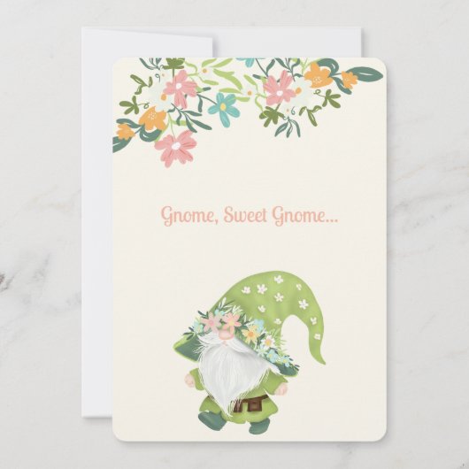 Schattigee leuke grillige bloemengnoom eerste verj bedankkaart (Achterkant)