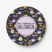 Schattigee Leuke Halloween Kostuum Pompoen Papieren Bordje (Voorkant)