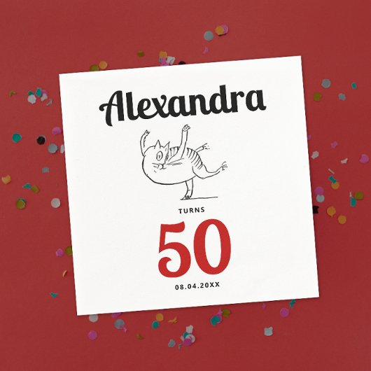 Schattigee Leuke Humor Kat Dansen Zwart-wit Sketch Servet