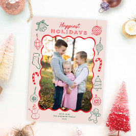 Schattigee Leuke Kerst Doodles Foto Feestdagenkaart