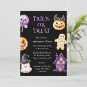 Schattigee leuke Kinder Halloween Party Kaart (Staand voorkant)