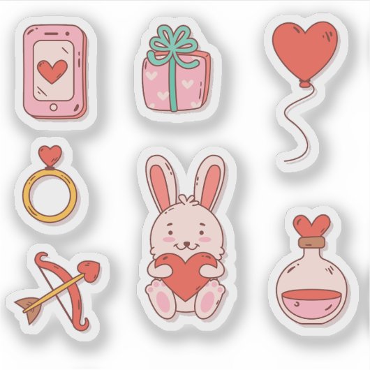 Schattigee leuke liefde sticker set (Voorkant)