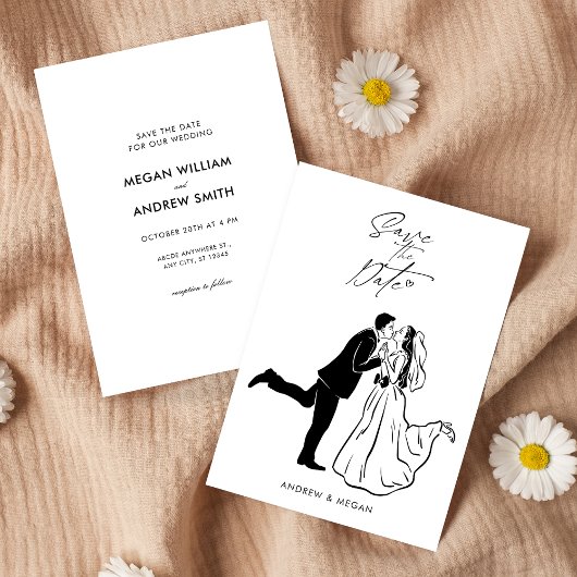 Schattigee leuke minimalistische schattige bruilof save the date