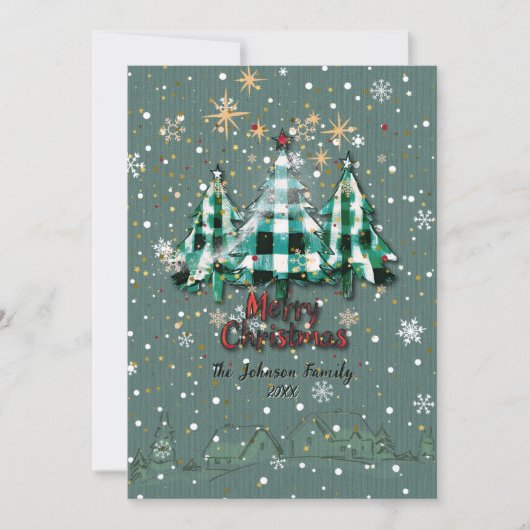 Schattigee leuke moderne rustieke kerst Kaart (Voorkant)